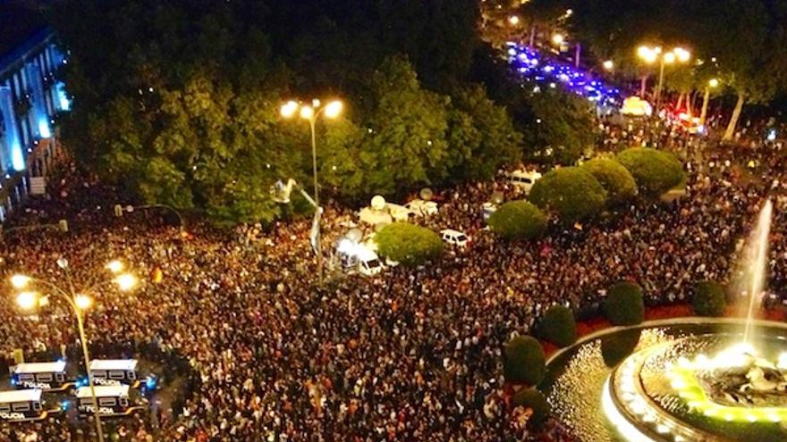 Manifestación en la plaza de Neptuno en Madrid