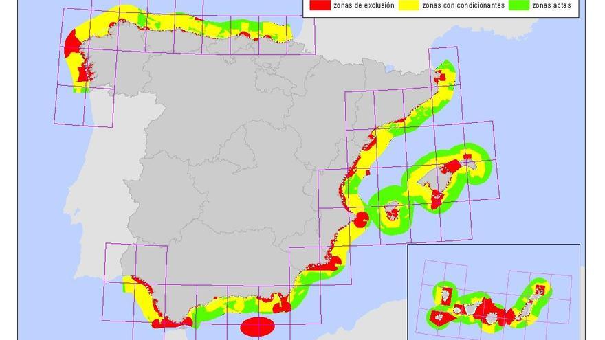 Mapa de parcelas para la presentación de proyectos de energía eólica marina