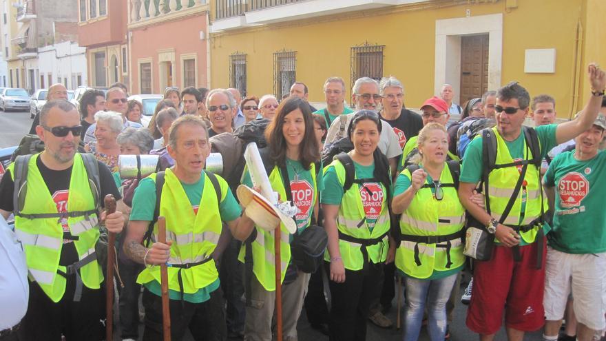 Los integrantes de la marcha a pie hasta Bruselas inician su camino desde Córdoba.