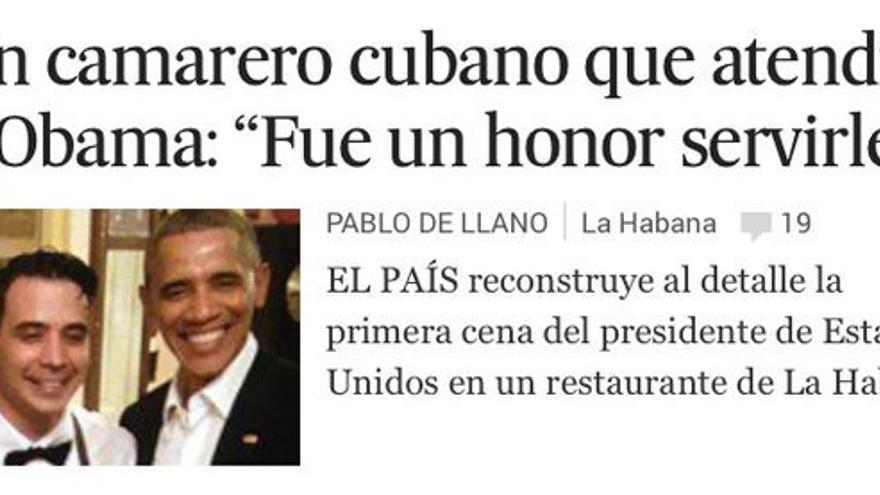 'El País' camarero cubano.