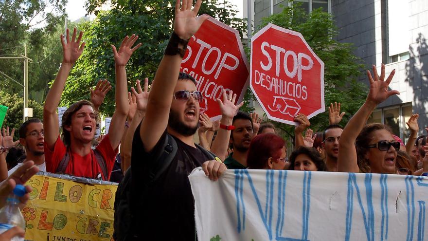 La plataforma 'Stop Desahucios' durante una manifestación.