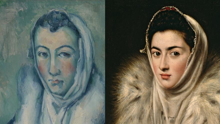 La dama del armiño: Cezanne, izquierda, ¿El Greco?, derecha.