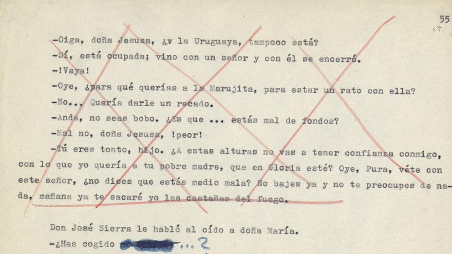 La colmena, de Camilo José Cela, con tachaduras en rojo de la censura