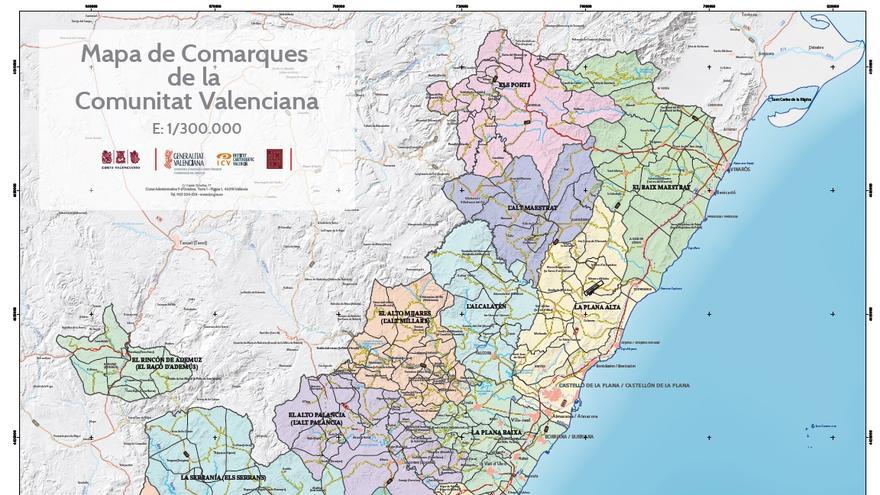 Mapa de Comarques de la Comunitat Valenciana. 