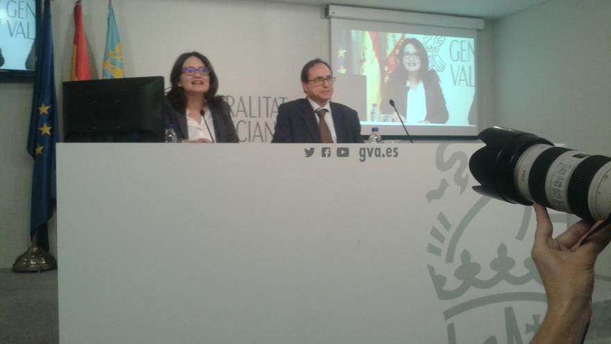 Mònica Oltra y Vicent Soler explican los Presupuestos tras el pleno del Consell.