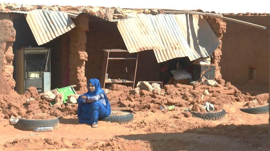 Viviendas destrozadas en los campamentos de refugiados saharauis como consecuencia de las fuertes lluvias / Médicos del Mundo 