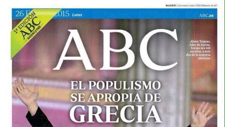 Portada de ABC tras la victoria de Syriza. \ Perlas