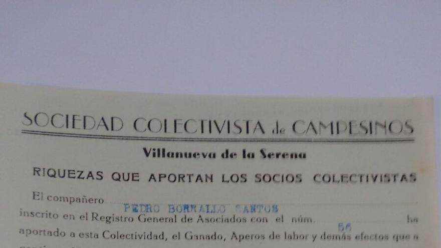 Colectividad de Villanueva de la Serene, 1937, probable CNT/UGT