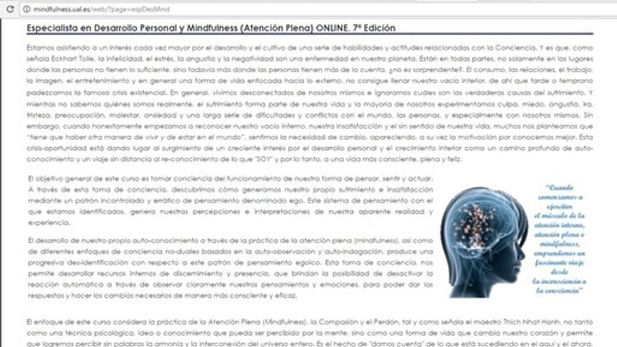 Captura de pantalla de la cabecera de la web del curso