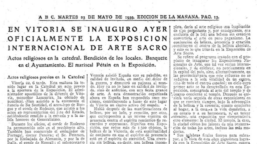 Ejemplar del diario 'ABC' en 1939