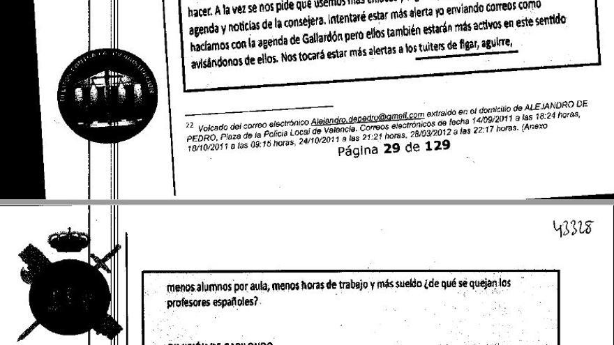 Extracto de uno de los correos de la red de De Pedro sobre las consignas que pidió difundir la Consejería de Educación de Fígar. 