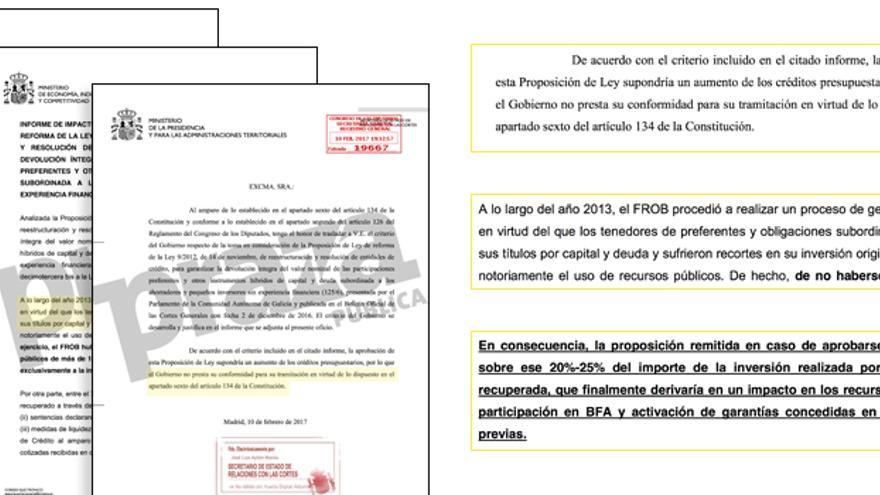 Fragmentos del informe remitido por el Gobierno al Congreso para vetar la ley gallega