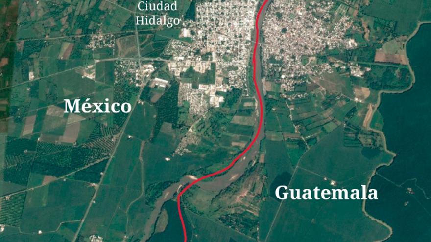 Frontera entre México y Guatemala en la orilla del río Suchiate