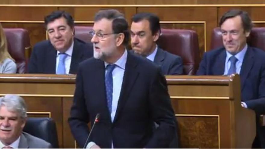 Intervención de Rajoy en el Congreso respondiendo sobre corrupción. Captura de pantalla.
