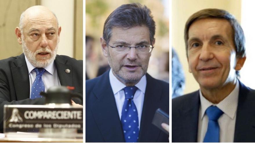 De izquierda a derecha, el fiscal general del Estado, José Manuel Maza, el ministro de Justicia, Rafael Catalá, y el fiscal jefe de Anticorrupción, Manuel Moix.