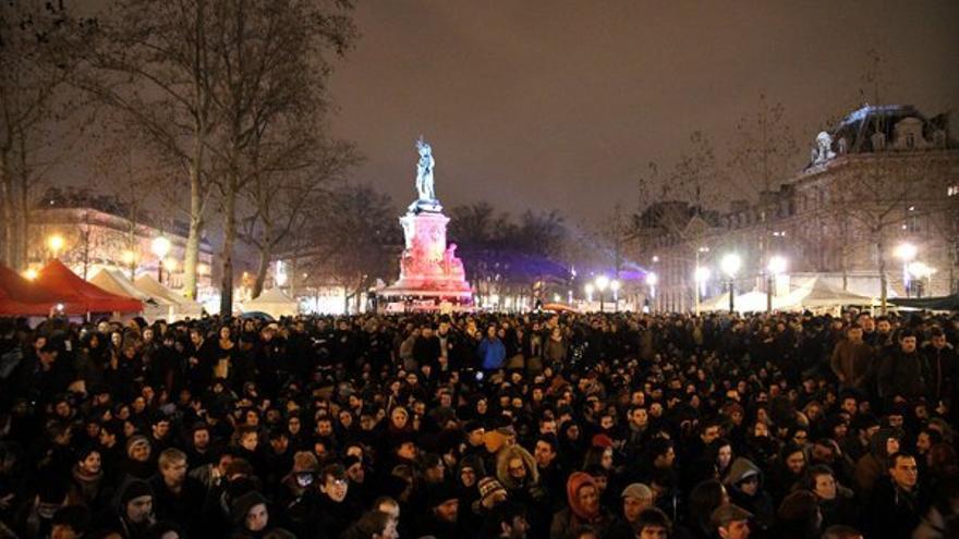 Plaza de la République, durante el movimiento Nuit Debout