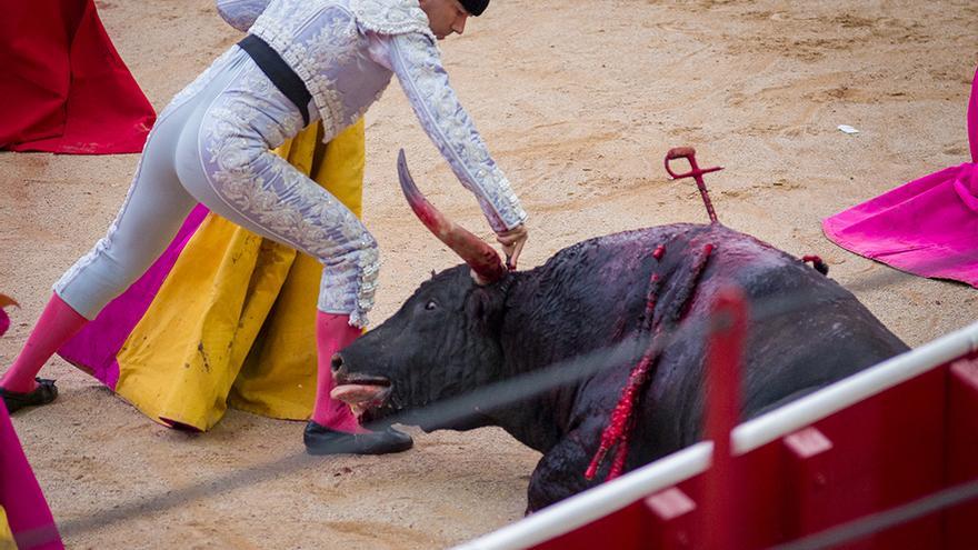 Profesional de la tauromaquia ejerciendo en la plaza de toros de Pamplona. Sanfermines 2016. Foto: Colectivo Britches