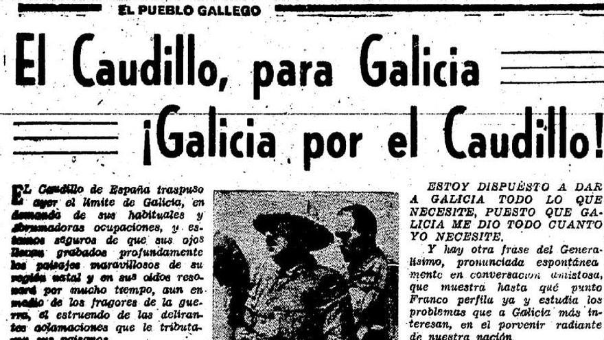 Recorte de prensa sobre la visita de Franco en 1938 para recibir oficialmente el Pazo de Meirás