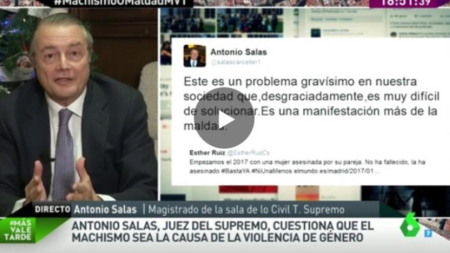 El magistrado del Supremo Antonio Salas, en el programa Más Vale Tarde, de La Sexta. 