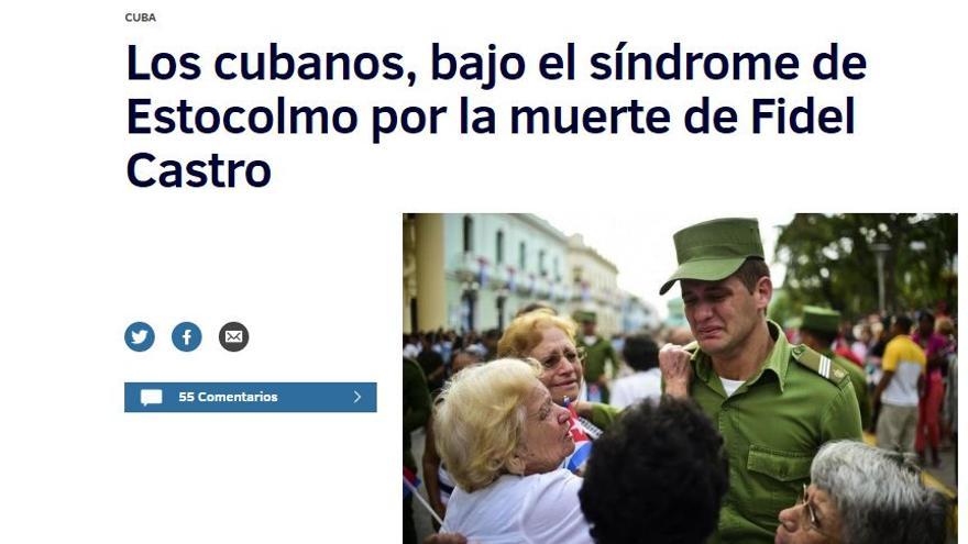 Titular de El Mundo tras la muerte de Fidel Castro.
