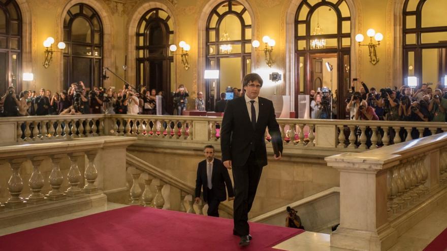 El president de la Generalitat, a su llegada al Parlament de Catalunya.