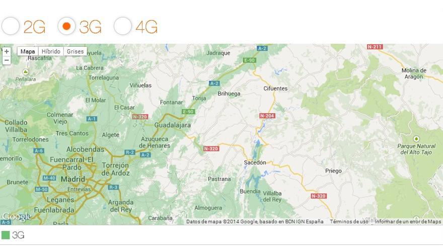 Así es la cobertura 3G de Orange por algunas zonas de España 