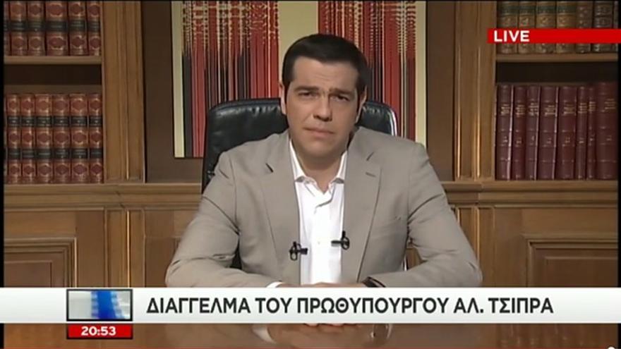 Alexis Tsipras durante el discurso que ha pronunciado tras finalizar la reunión del Consejo de Ministros el domingo. 