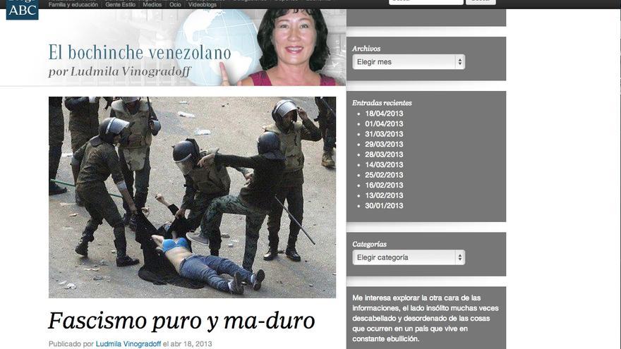 Blog de abc.es ilustrando el fascismo venezolano con una foto de Egipto.