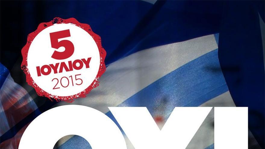 Cartel de Syriza con el 'no' para el referéndum del 5 de julio.