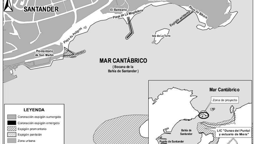 Inforgrafía del proyecto que se llevará a cabo en la Bahía de Santander. 