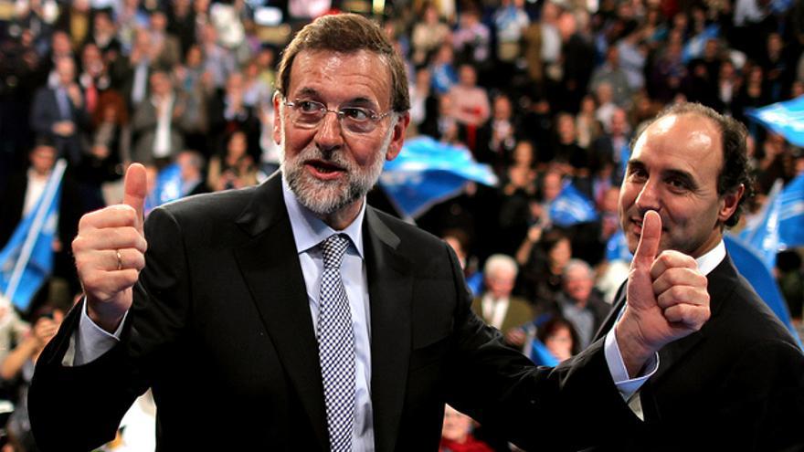Mariano Rajoy e Ignacio Diego en un acto de campaña en Santander. | PP CANTABRIA