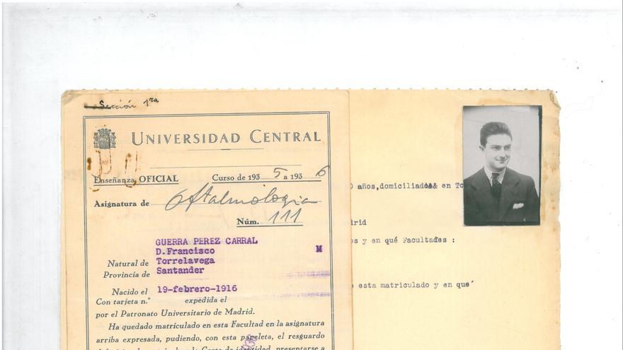 Ficha alumno Francisco Guerra. | Biblioteca Marquesa de Pelayo