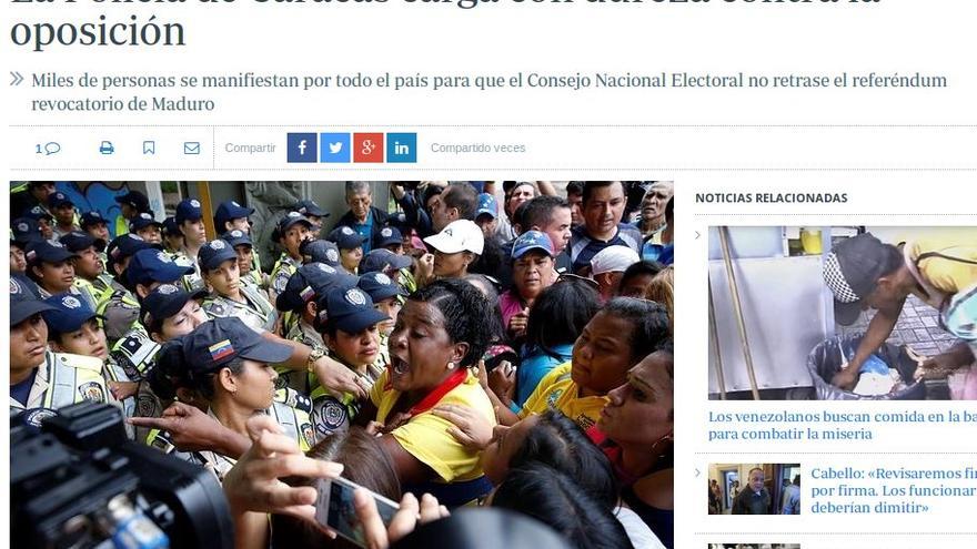 En ABC: "La Policía de Caracas carga con dureza contra la oposición"