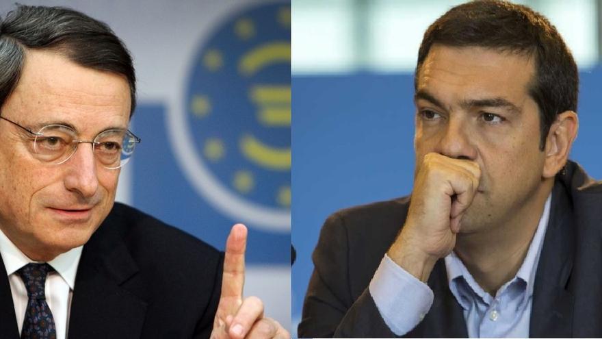 Mario Draghi, presidente del BCE, y Alexis Tsipras, líder de Syriza