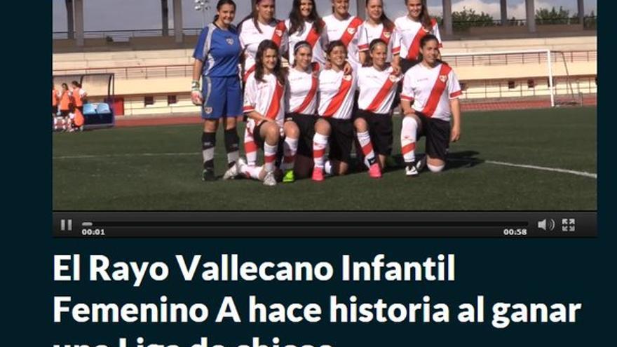 En MARCA: "El Rayo Vallecano Infantil Femenino A hace historia al ganar una Liga de chicos