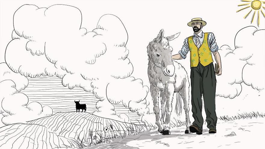 'Platero y Juan Ramón'. Ilustración de Carlos Guijarro realizada para El caballo de Nietzsche