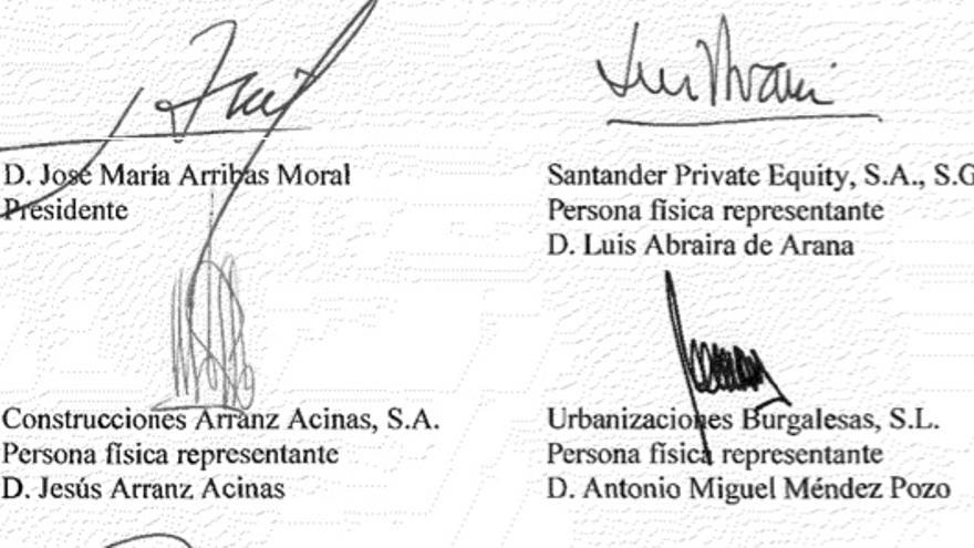 Algunas de las firmas de las cuentas de 2012  del Hospital Universitari de Burgos