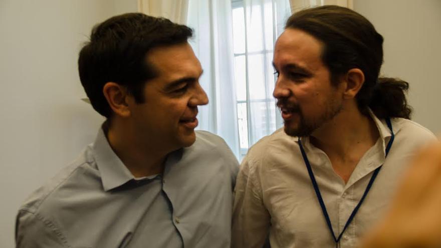 Alexis Tsipras y Pablo Iglesias en Atenas./Foto: Clara Palma Hermann