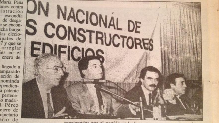 Aznar y Méndez Pozo, en una reunión con empresarios en 1987. El recorte de prensa es de Diario 16 de Burgos.