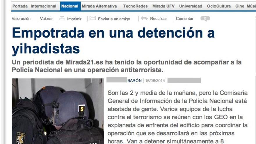 Captura del reportaje publicado en Mirada21.es