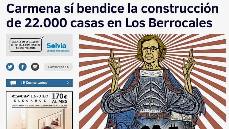 "Carmena sí bendice la construcción de 22.000 casas en Los Berrocales", titula 'El Mundo'