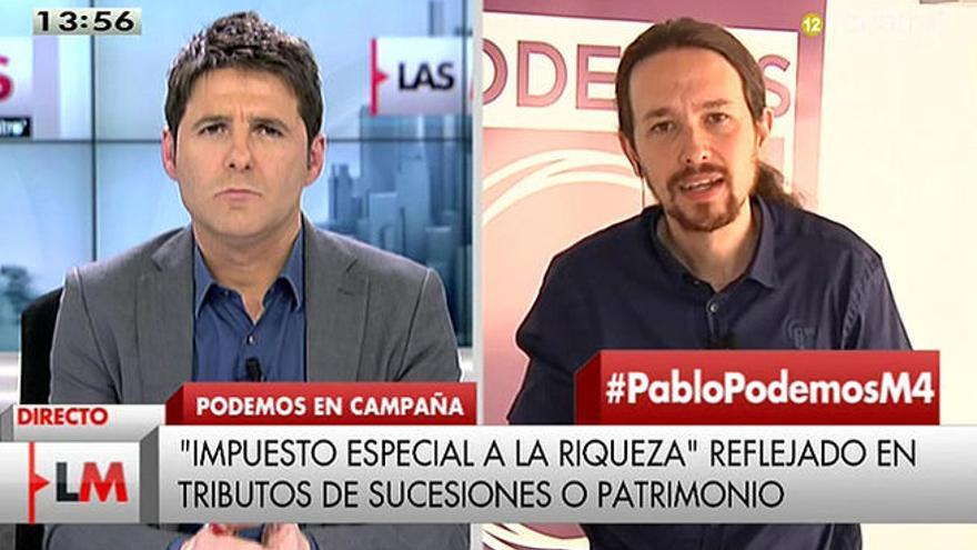 Cintora entrevista a Pablo Iglesias en Las mañanas de Cuatro.