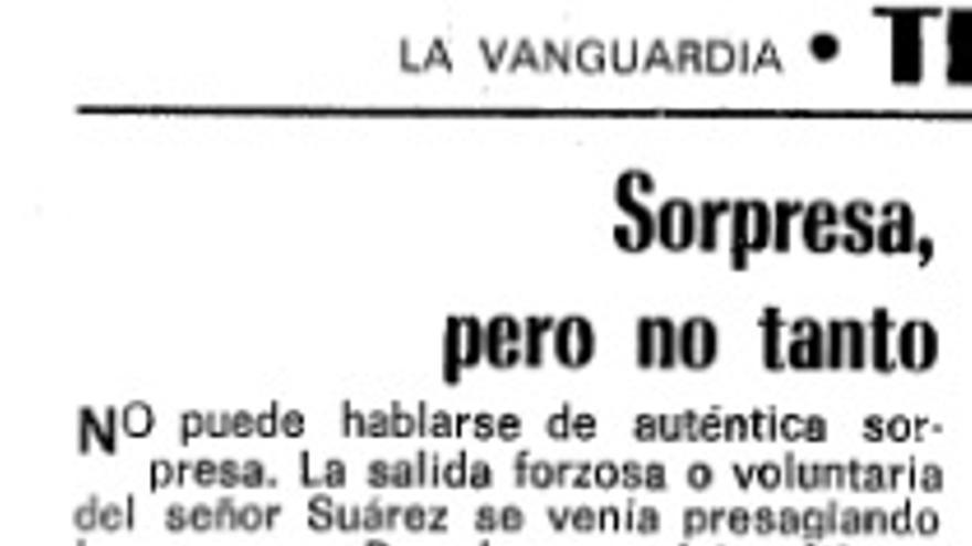 Fragmento de la columna de opinión tras la dimisión de Suárez