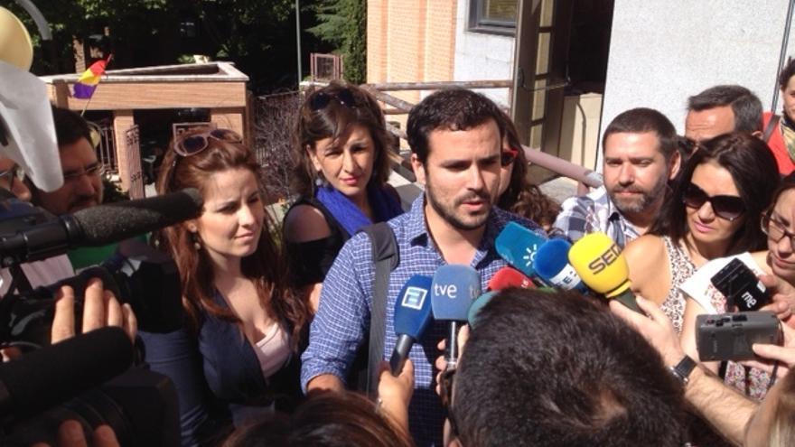 El diputado de IU Alberto Garzón, a su llegada al Consejo Político Federal de IU del 28 de junio de 2014. / A.G.