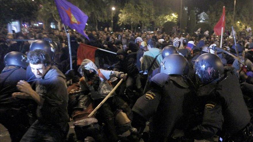 Las unidades de intervención policial (UIP) durante una manifestación en Madrid
