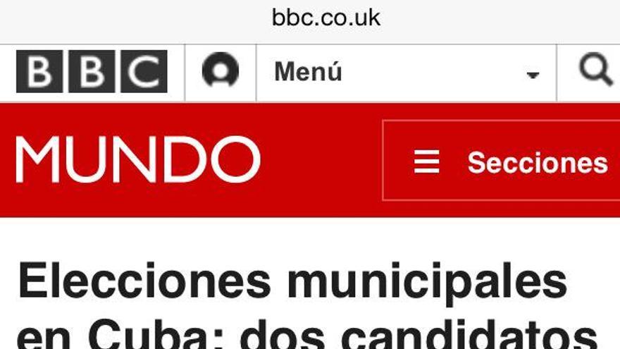 Noticia de BBC Mundo sobre las elecciones minucipales en Cuba.  