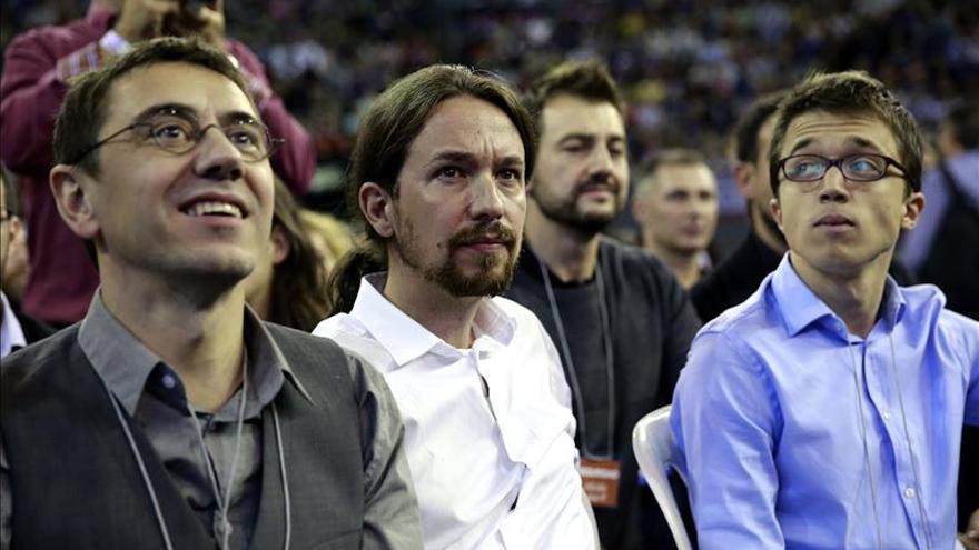 dirigentes de Podemos: Monedero, Iglesias y Errejón