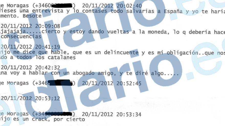 Los SMS de Moragas a la exnovia de Pujol Ferrusola