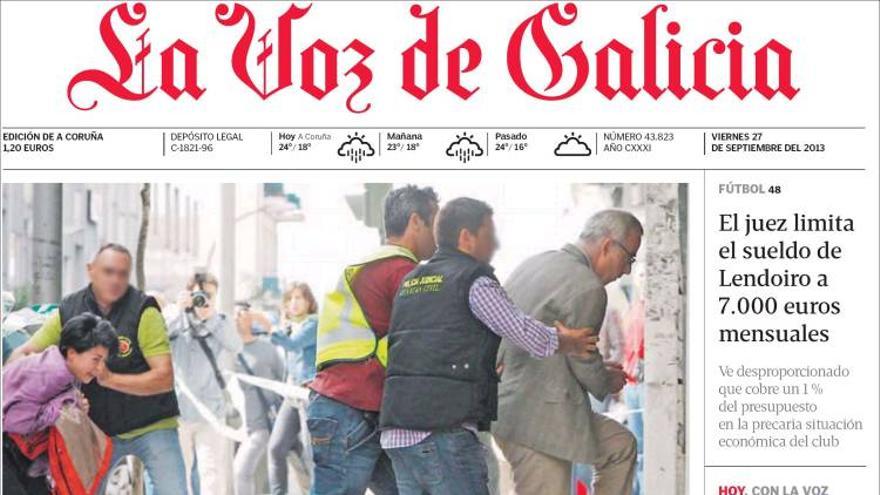 Portada de La Voz de Galicia dedicada a las investigaciones sobre la muerte de la niña 