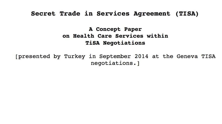 Portada del documento confidencial de las negociaciones del TISA